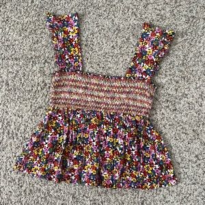 Urban Outfitters Smocked Floral Peplum Tank Top